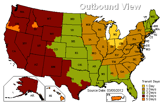 Shipping zone map